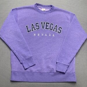 Las Vegas Nevada Sweatshirt Mens Large Purple Spell Out Crewneck Fleece